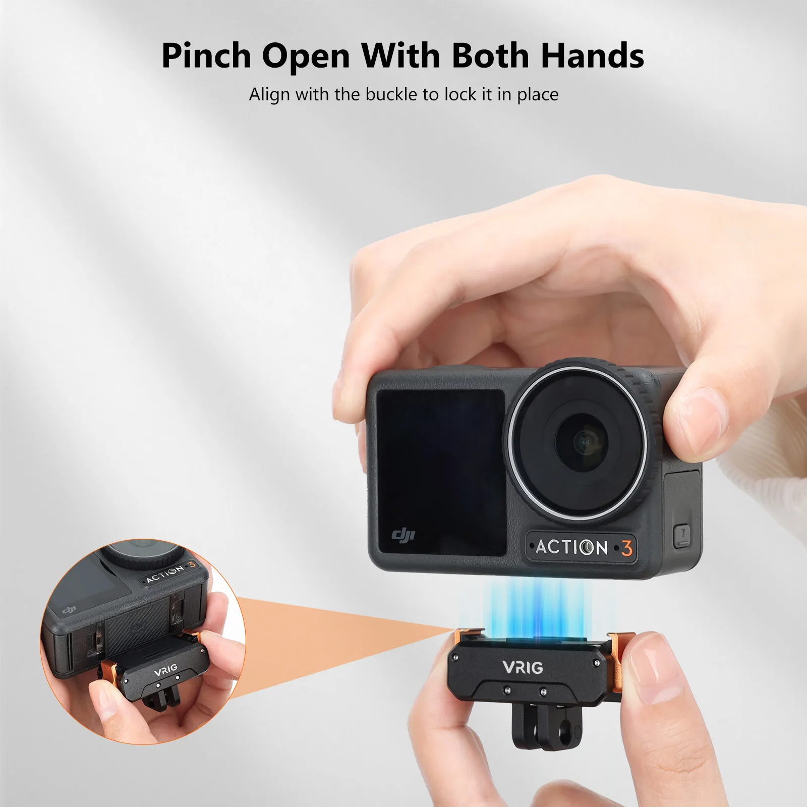 UURig VRIG 磁気クイックリリースマウント DJI OSMO Action 5 Pro/4/3 アダプターマウント用 1/4 インチネジ付き DJI アクションアクセサリー用