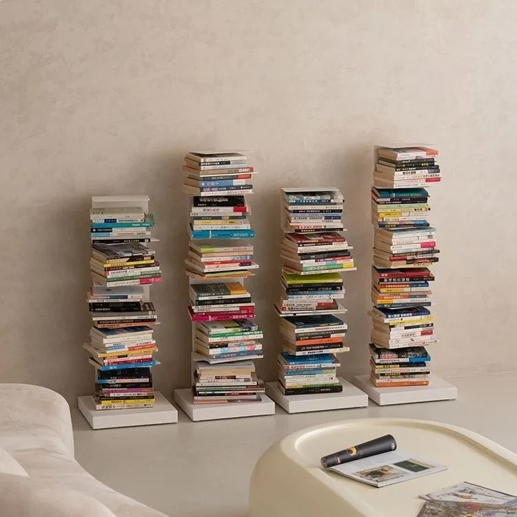 Invisible bookshelf Floor shelf Simple vertical wrought iron home living room corner narrow bookcase
