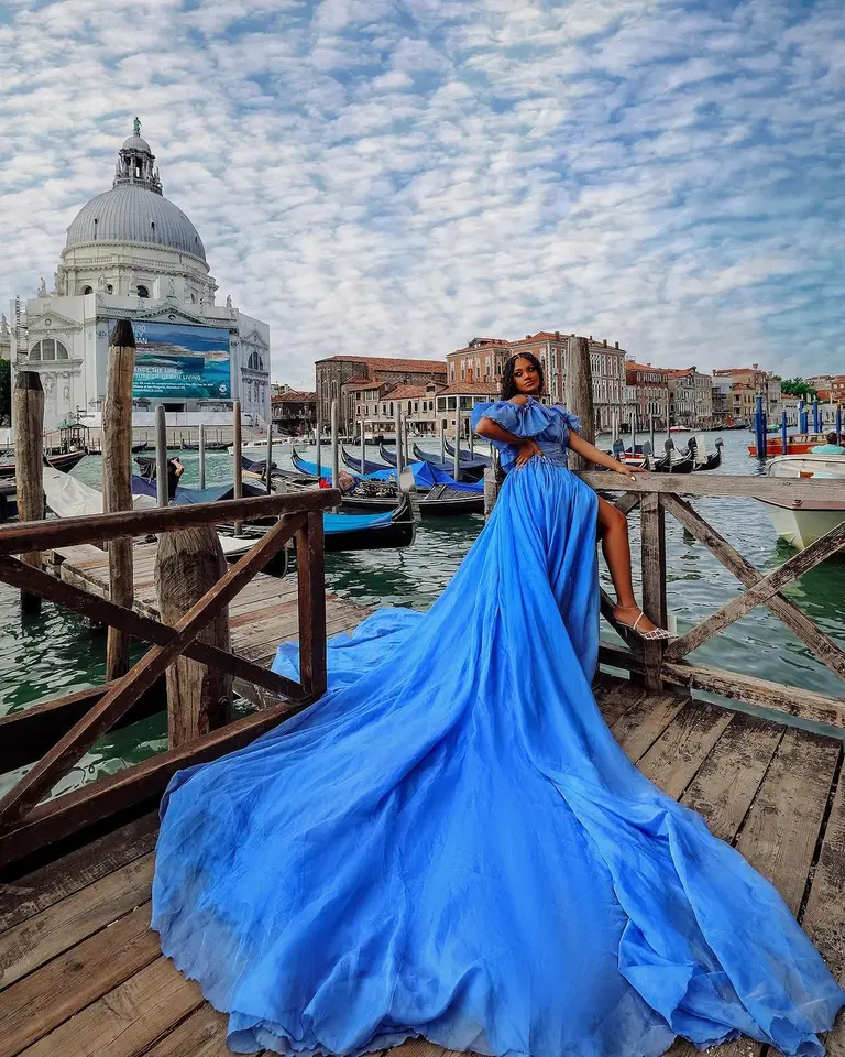 Dream Blue Flowing Dress Extra Long Train Slit Bridal Photoshoot Dresses Custom Made Silk Chiffon Perform Photography Dress Dream Blue Flowing Dress Extra Long Train Slit Bridal Photoshoot Dresses Custom Made Silk Chiffon Perform Photography Dress