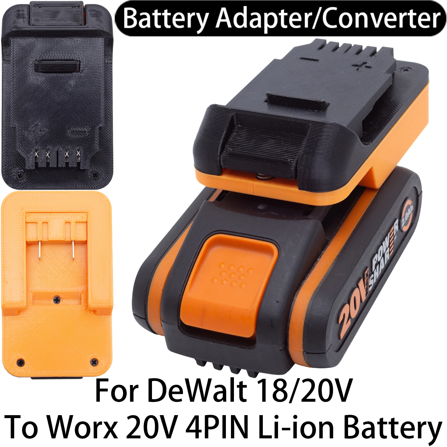Battery Adapter for DeWalt 18/20V Li-ion Tool to Worx 20V 4PIN Li-ion Battery Adapter Converter Power Tool Accessory