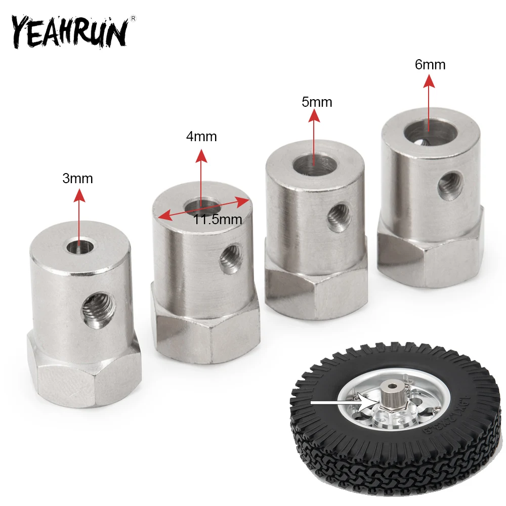 YEAHRUN 3/4/5/6mm Hexagonal Shaft Coupling Hex Coupler Stainless Steel Connector With Wrench For Model Car Wheels Tires Shaft