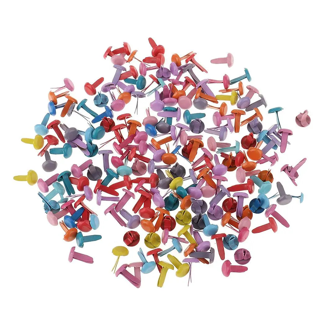 Scrapbooking Craft Mini Brads Iron Paper Brads Round Split Pins Mixed Colors for DIY Embellishment