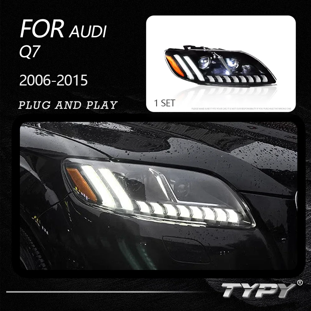 

TYPY Новая светодиодная фара, обновленная, модифицированная для Audi Q7, светодиодная фара 2006-2015, динамический сигнал, автоаксессуары