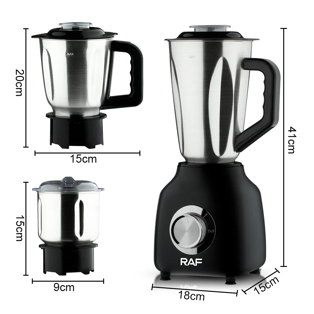 Stainless Steel Multifunctional Smoothies Shakes Grinder Blender Food Processor Combo 3 In 1 Electric Blender