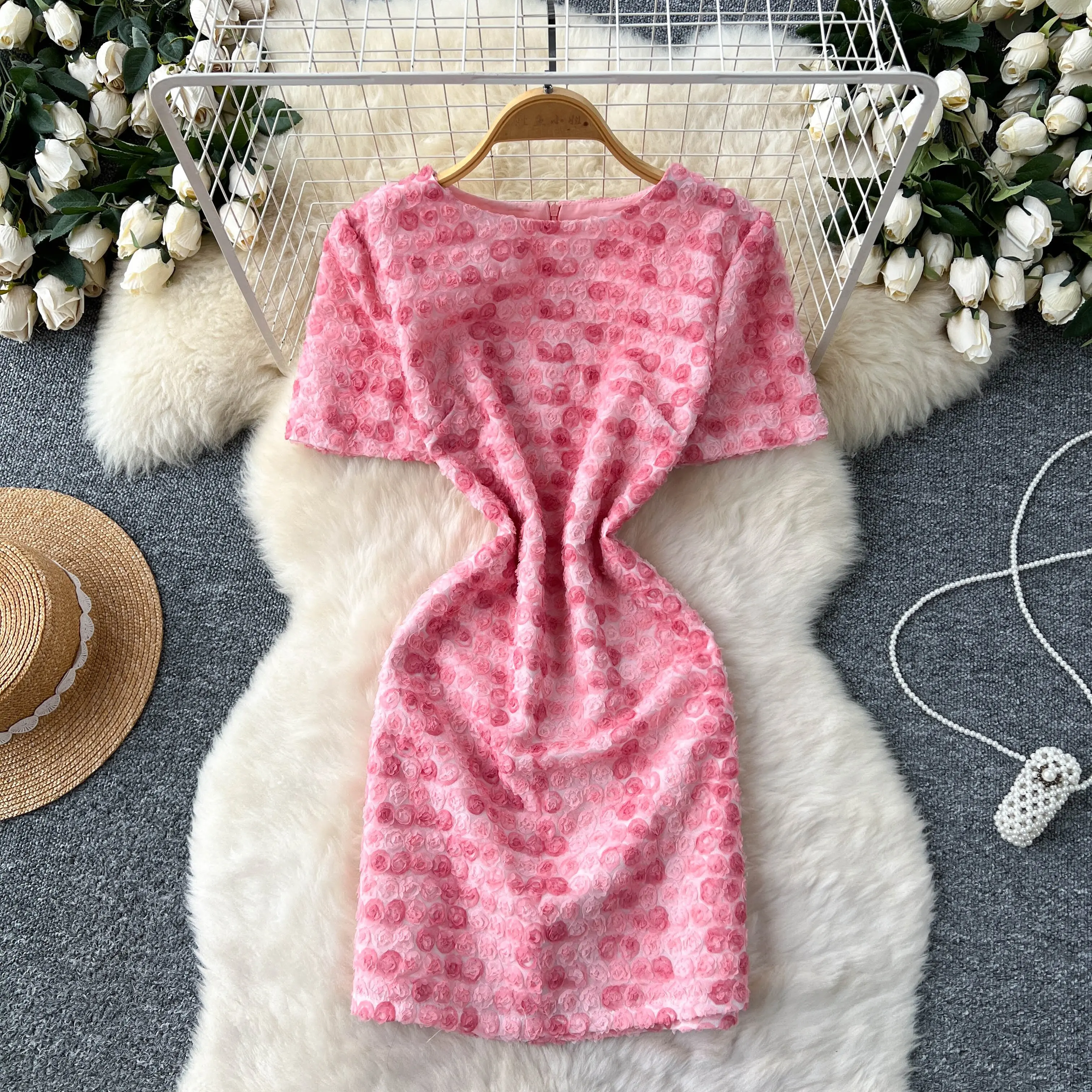 

Chic Elegant vintage Embroidered O-Neck Vacation Party Women Summer fairycore Vestidos ceremony dresses