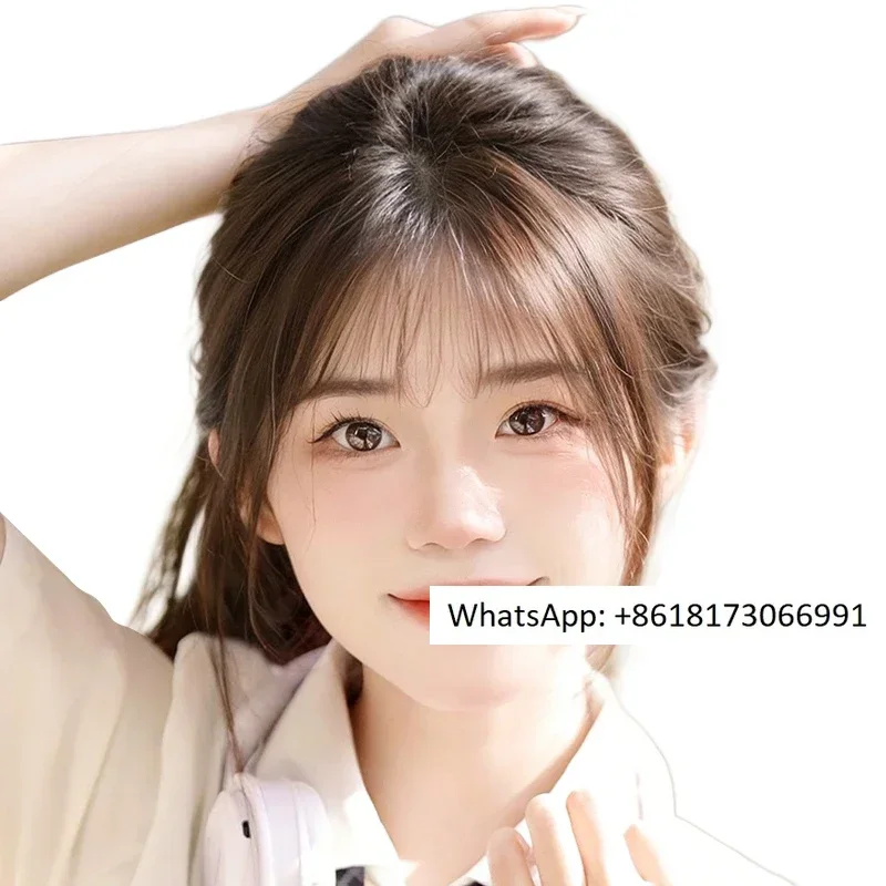 French natural forehead without scars, real hair fluffy, light and airy, even with bangs