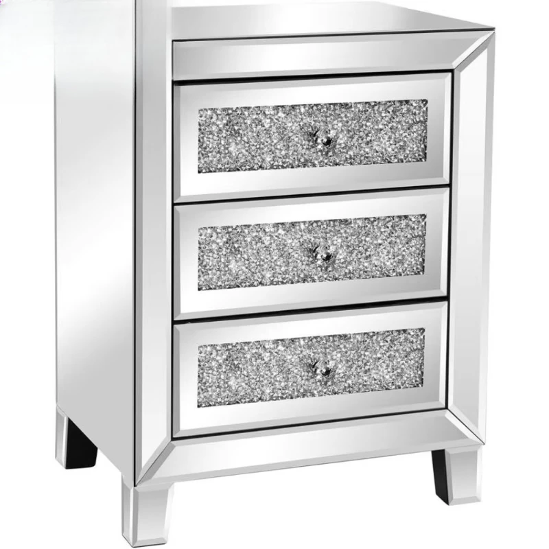 Modern adjustable height mirror bedside table luxury with drawer home furniture