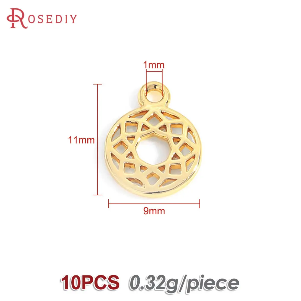 10PCS 9x11MM 18K Gold Color Round Flower Charms Pendants High Quality Necklace Earrings Diy Accessories Rosediy official-website