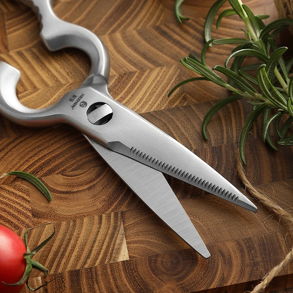 HEZHEN Kitchen Scissors Walnut Shears 3Cr13 Forged Steel Multifunctional Stainless Steels Gift Box