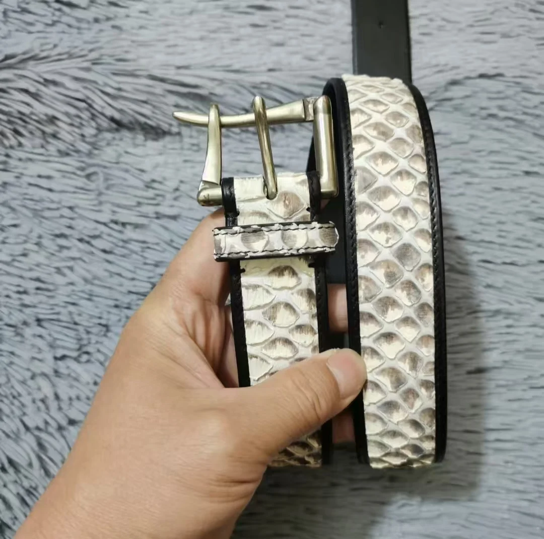 

2025 New Luxury Snake Leather Men's Belts Fashion Genuine Leather Needle buckle Belts For Man 3.8cm Width Belts 45