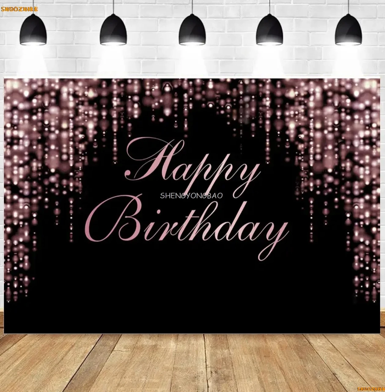 

Golden Blue Black Diamond Balloon Photography Backdrops Happy Birthday Celebration Children Family Photo Studio Background BS-01