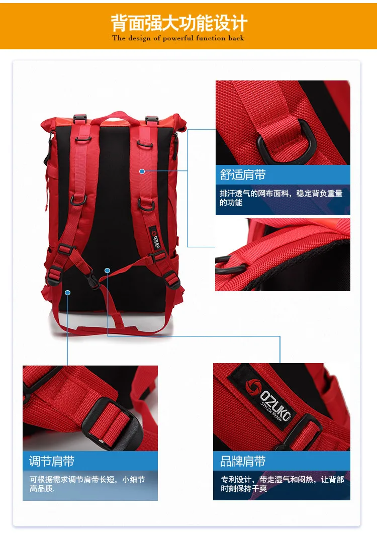 OZUKO Rucksack Männer 15,6 Zoll Laptop Wasserabweisende Schultasche für Teenager Casual Student Rucksäcke Männliche Reise Mochila Mode – Detail 27