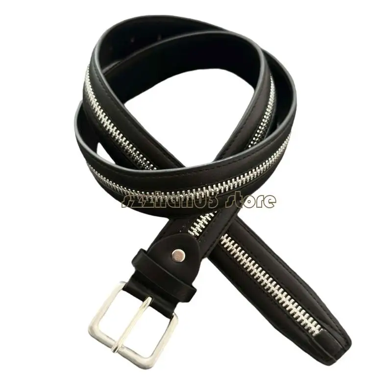 

Классический черный мытый ремень наппа 367C на молнии из искусственной кожи для мужчин и женщин, регулируемый пояс, модный