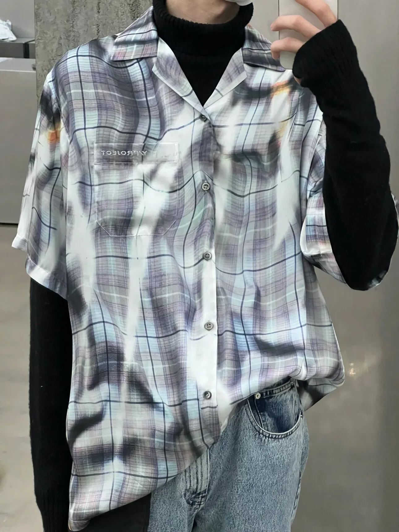 Y/PROJECT Lightweight gender-free printed short-sleeved plaid shirt