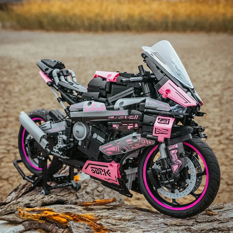 Technische MOC Roze Motor 1000RR Bouwstenen Model Voertuig Monteren Bricks Motorcycle Racewagen Speelgoed Cadeau Voor Kinderen Volwassen