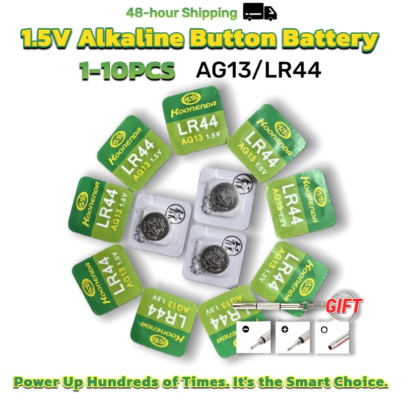 

AG13 LR44 357A SR44SW A76 L1154 SP76 1.5V Alkaline Button Cell Battery for Watches Toys Calculators Glucose Meter Remote Control