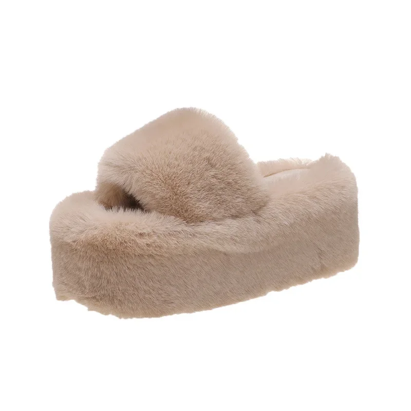 

Winter Women's Slippers Plush Warm Fluffy Slippers Furry Home Slipper Comfortable Platform Slippers for Women Fluffy Flip Flops