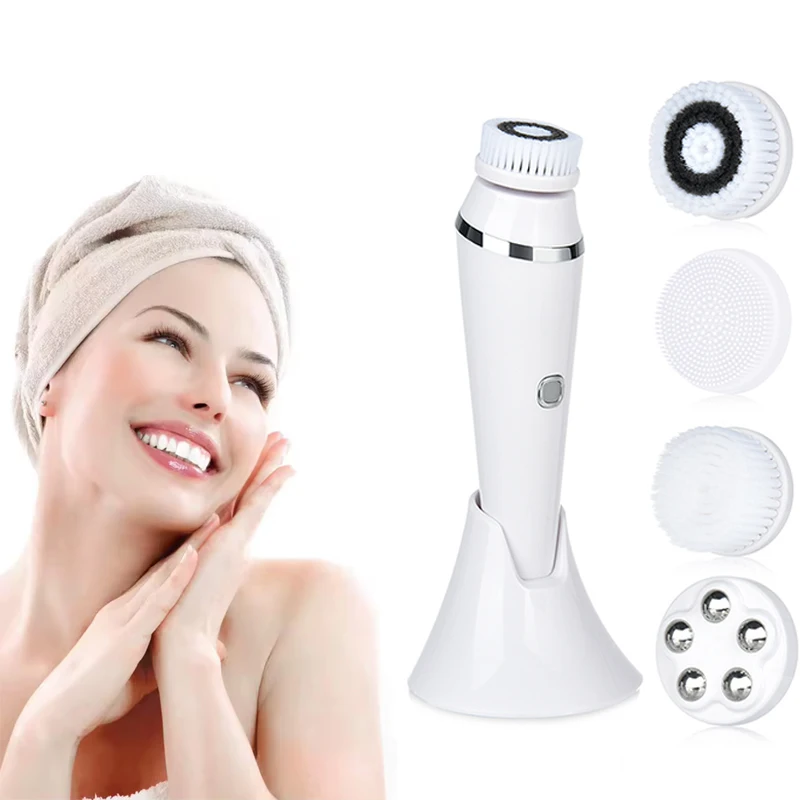 Conjunto de Cuidados com a Pele Vibratório Recarregável de Alta Frequência para Limpeza Profunda, Limpador Facial Sônico, Escova de Limpeza Facial Elé