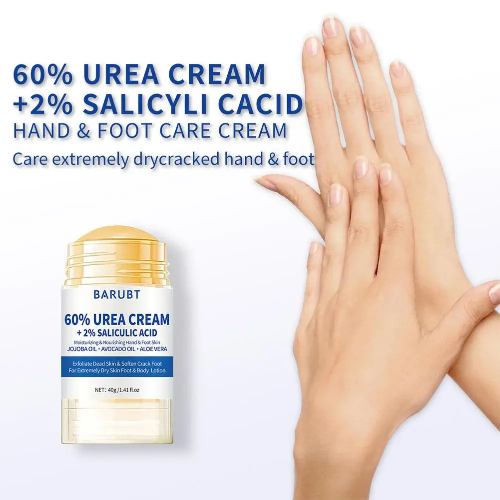 60% Urea Plus 2% Salicylic Acid Foot Cream Moisturizer for Dry Cracked Feet Knees Elbows Hands - Heel Balm Stick Smoothing C8R9