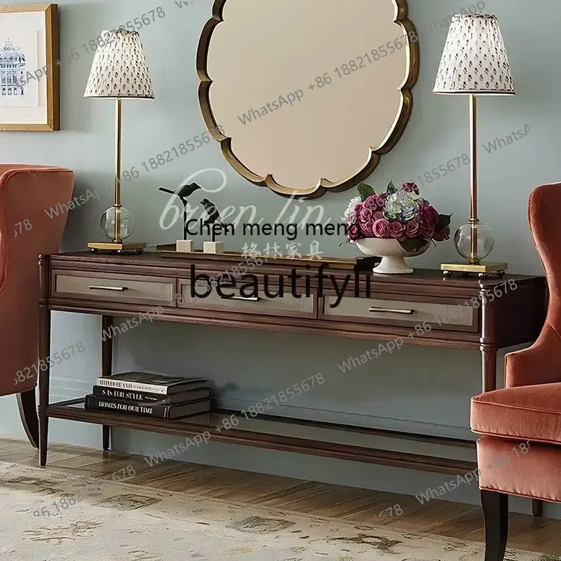 

New arrive French retro solid wood entrance table/American light luxury entrance desk/villa decoration cabinet