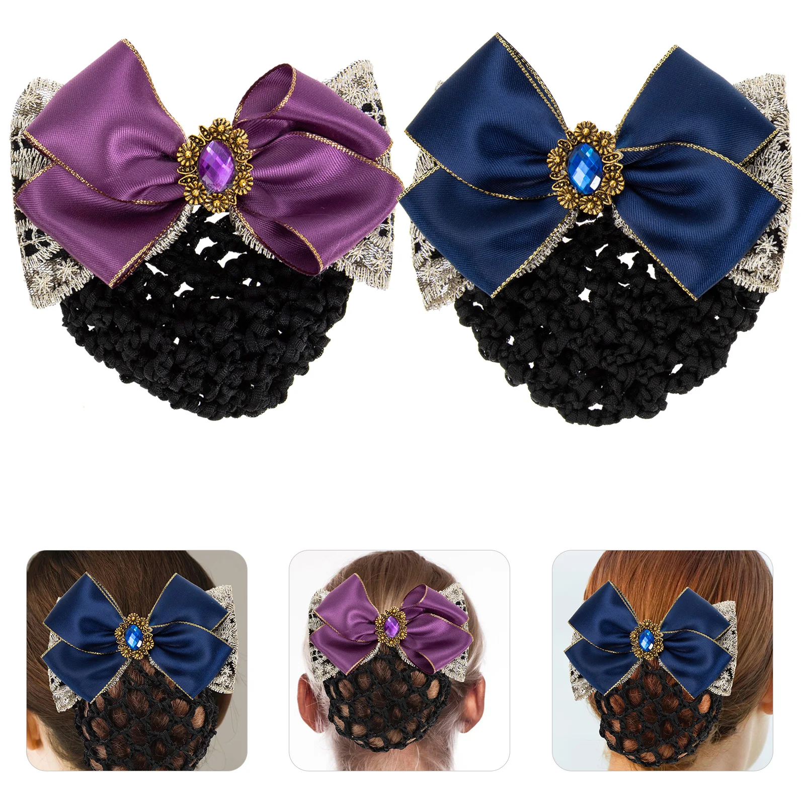 

2pcs Net Clip Women Hair Cover Barrettes Bun Hairnet Covers Elegant Hairstyle Accessories Hair Bun Net Barrettes