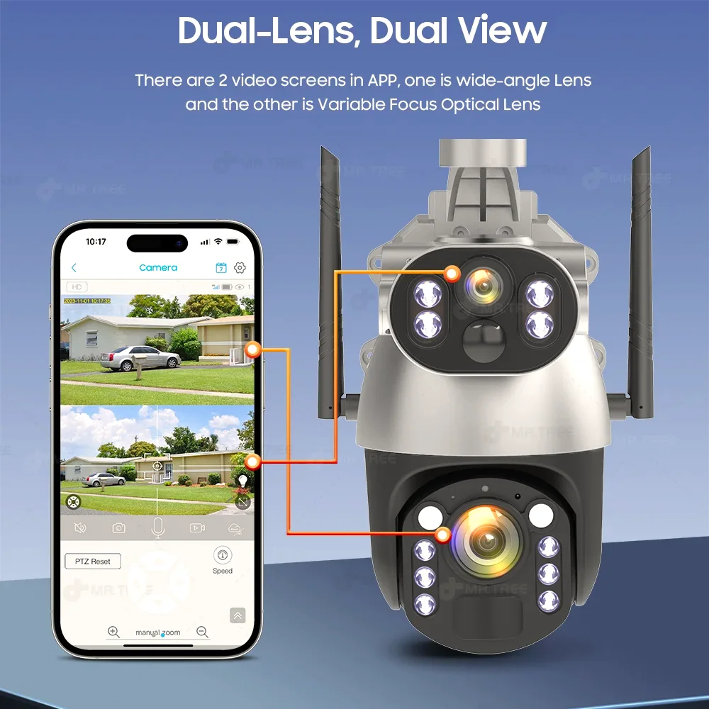 كاميرا Sim الشمسية 4G 10MP عدسة مزدوجة تتبع السيارات كاميرا الأمن الشمسية Ubox كشف الحركة كاميرا تعمل بالطاقة الشمسية 4g بطاقة Sim #3