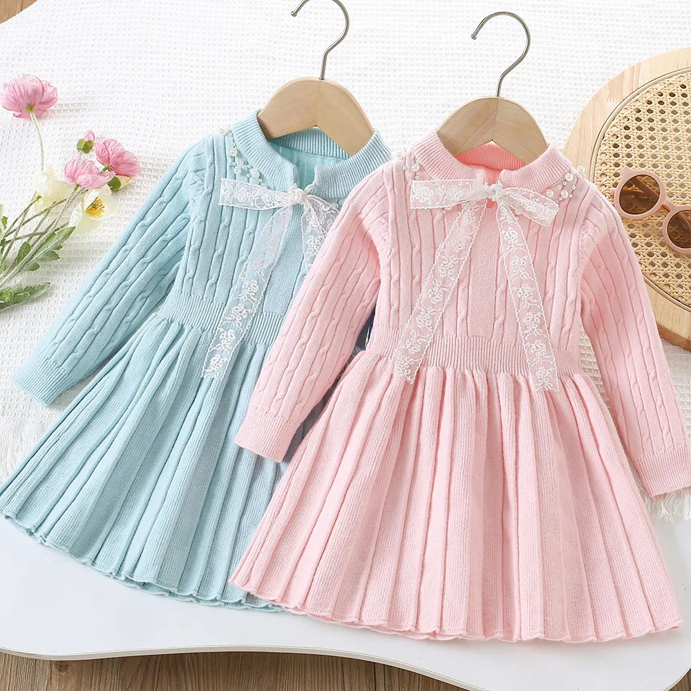 

Girls Knitted Dresses Autumn Winter 2025 Children's Birthday Party Clothing Woolen Jersey Sweaters Dress For Baby Outfits Kids 3