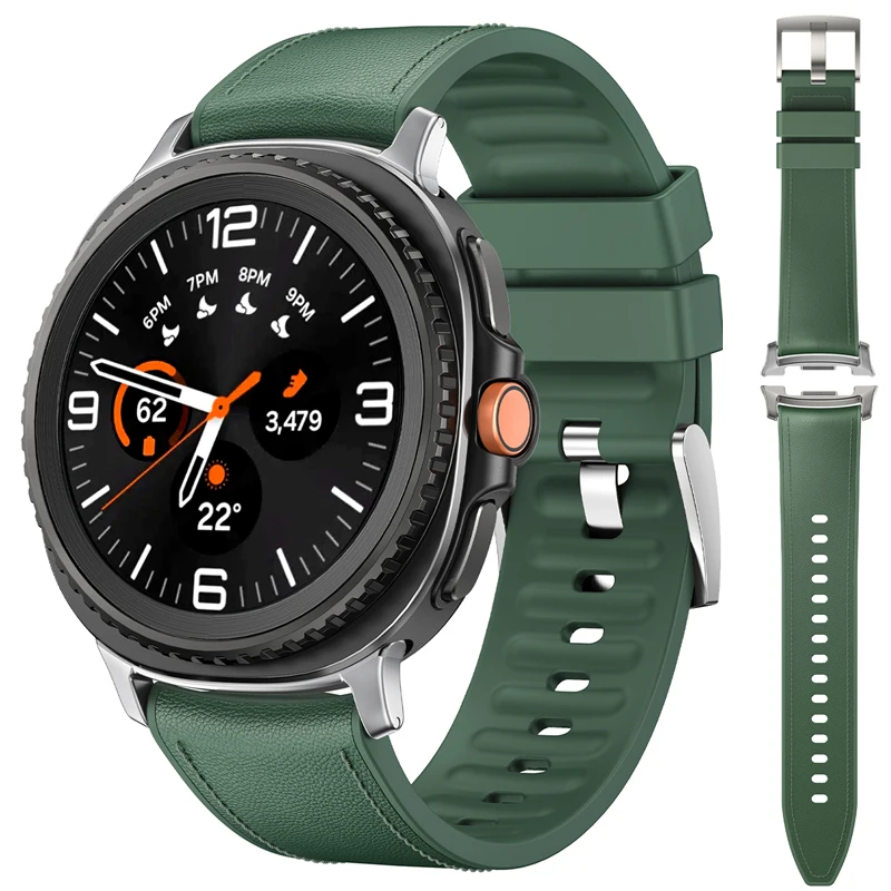Official Silicone+Leather Strap for Samsung Galaxy Watch 8 40MM 44MM Band for Galaxy 8 Classic 46MM No Gaps Bracelet Accessories
