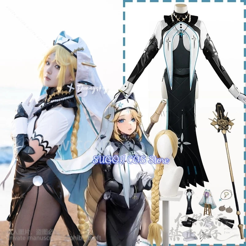 Anime Game Goddess Of Victory NIKKE Cosplay Princess Sexy Backless Nun Dress Gothic Punk Lolita Halloween Hat Props Customized