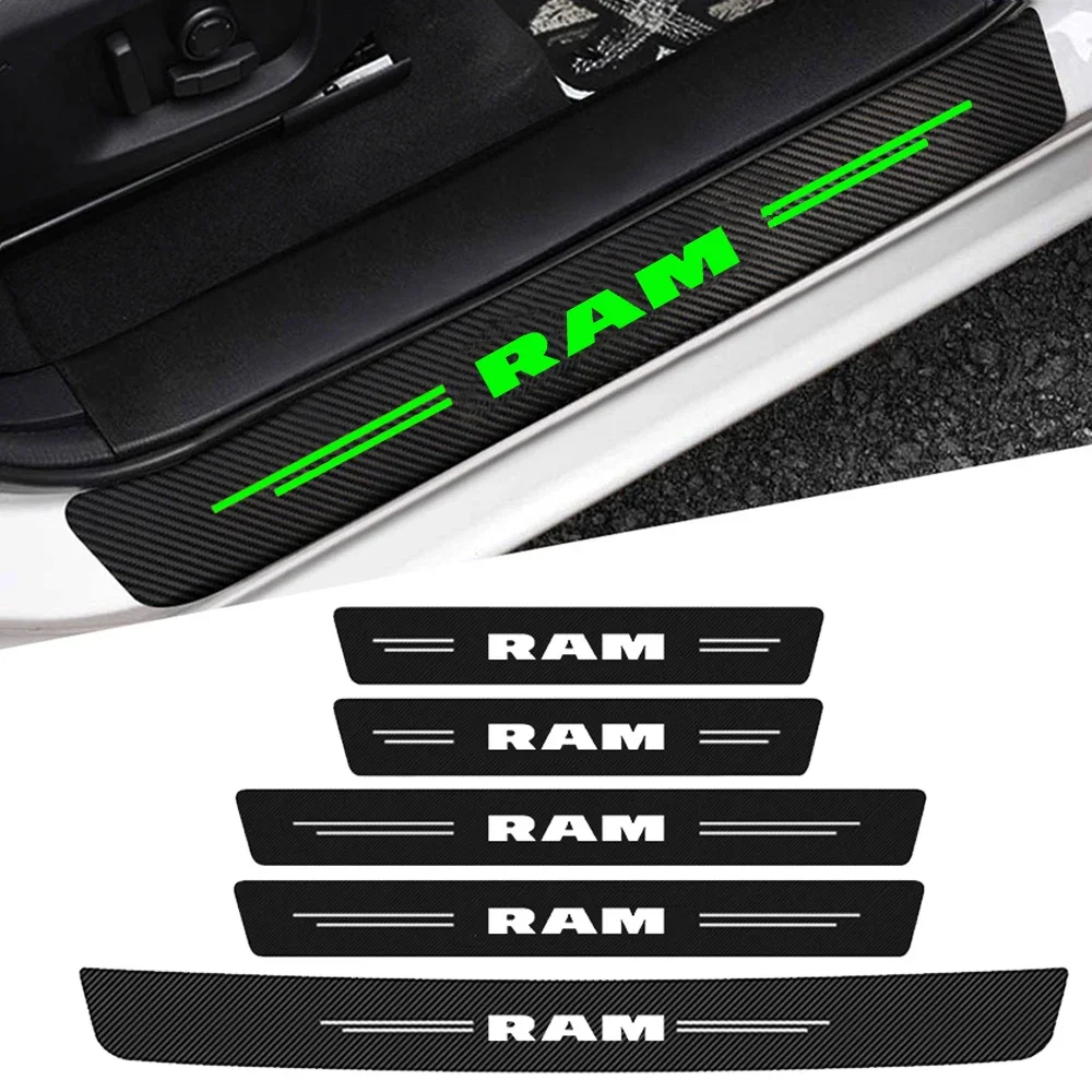 Luminous Car Door Threshold Sill Protective Plate Rear Trunk Bumper Sticker for Dodge RAM Logo CALIBER RAM CHARGER Accessories