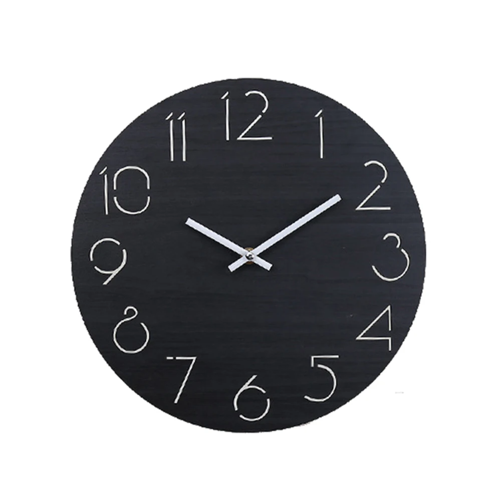 

Wooden Wall Clock Decorative Hanging Round Creative Bedroom Living Room Office High Precision Movement Non