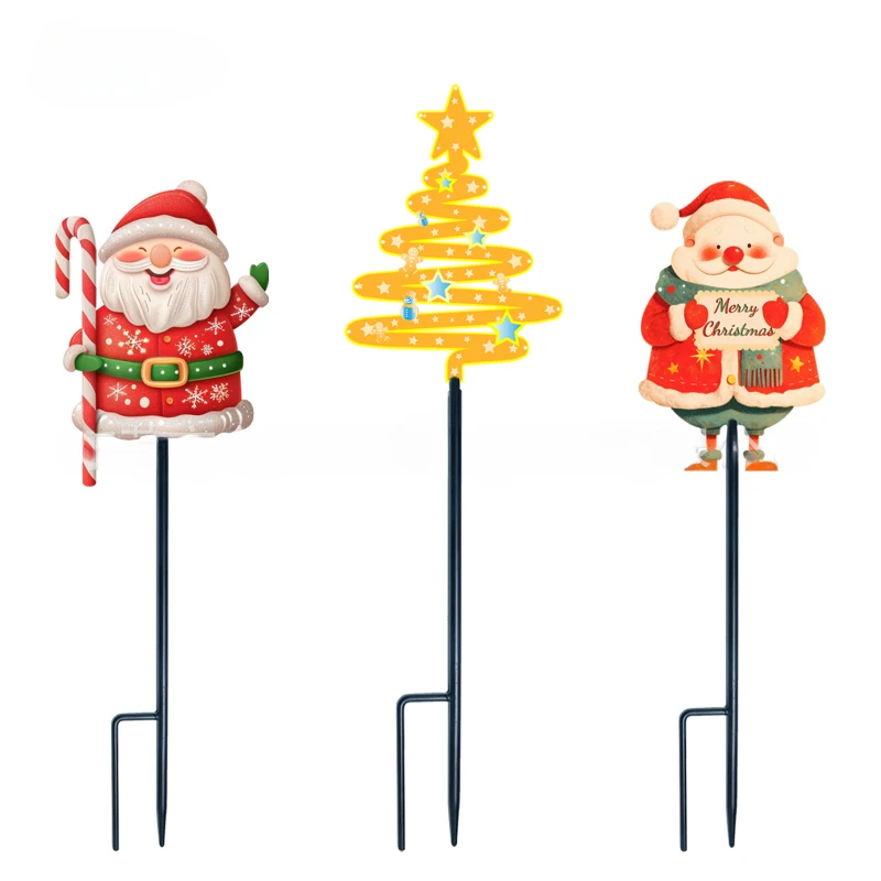 2024 Christmas Decoration garden sign Floor plug patio grass decoration Santa sign stakes