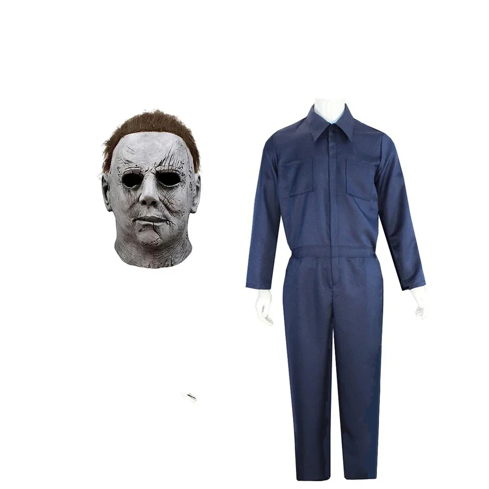 Adult Michael Myers Cosplay Costume Mask Props Halloween Jumpsuit Outfits Horror Bloody Killer Carnival Party Costume For Men