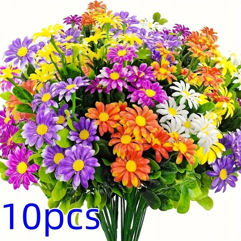 35cm Artificial Flowers Daisies UV Resistant Colorfast Plastic Plants Home Wedding Windows Outdoor Decor  DIY Artificial Flowers