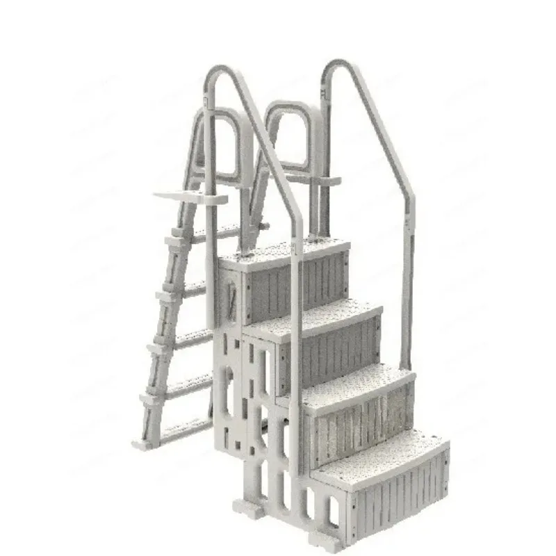 4‑Steps Stainless Steel Pool Ladder with Pedals Summer Ground Spa Swimming Pool Accessory