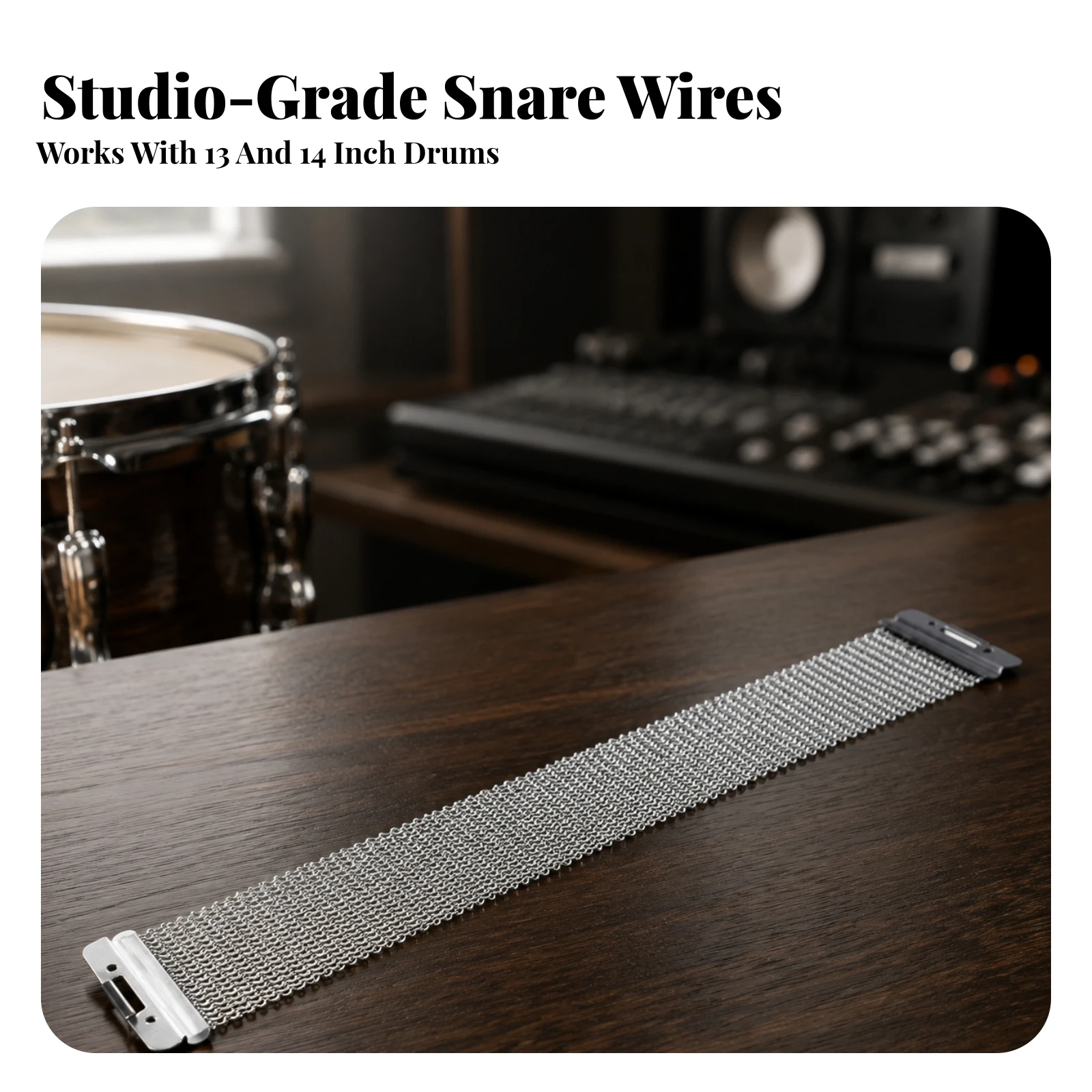 Snare Wire Crisp Snare Wire with Mounting Plates Hardware Robust Silver for Drummers, Rehearsal Rooms