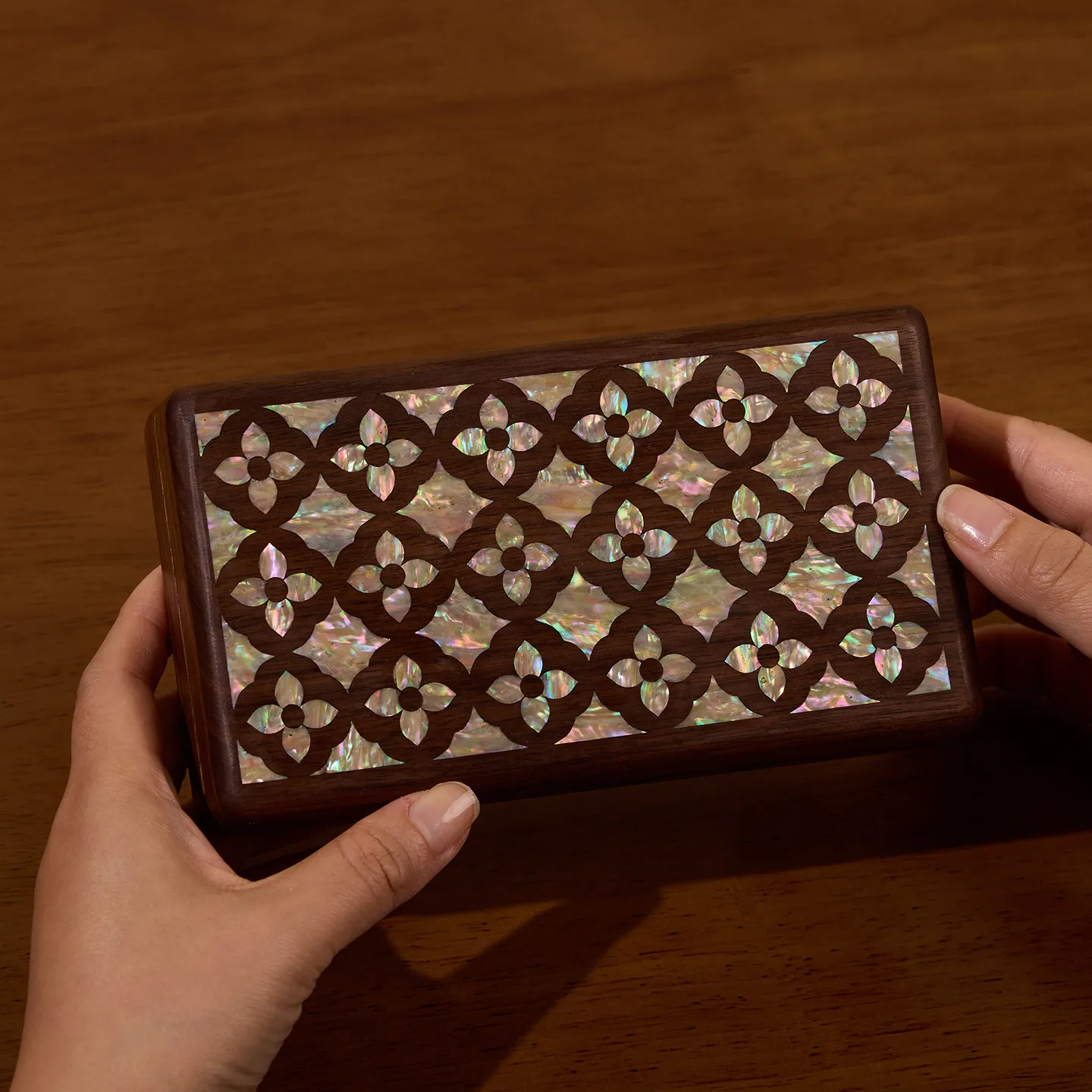 

2026 New Black Walnut Jewelry Box Mother of Pearl Inlay Wedding Gift for Bride