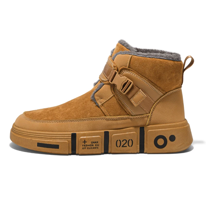 

Cotton Shoes Men Winter Warm Plush Thick Snow Work Boots Outdoor Anti-skid Comfortable Casual Buckle Strap Shoes Size