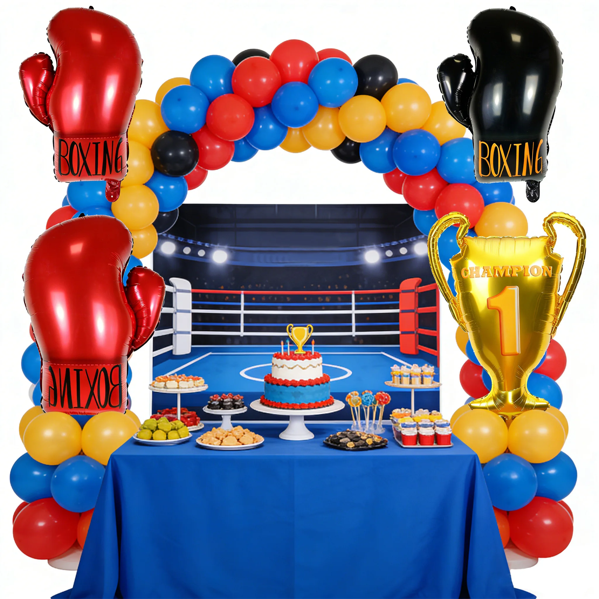 Globos de Boxeo Rojos y Negros, Globos de Aluminio con Forma de Guantes de Boxeo, Decoración para Fiestas de Cumpleaños de Niños y Hombres, Fiestas Nocturnas de Boxeo