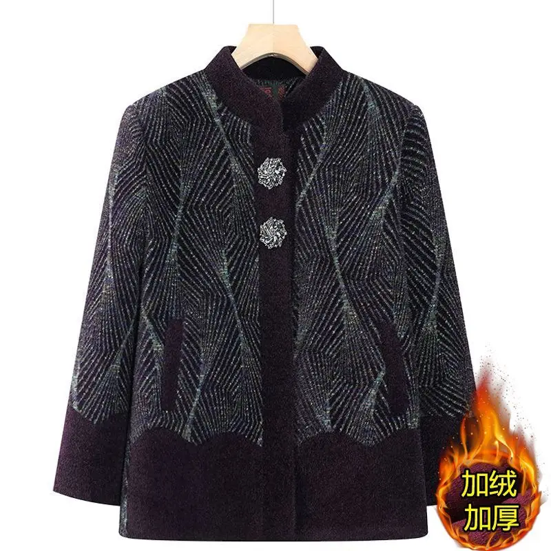 Giacca imbottita in cotone per anziani di mezza età Autunno Inverno Nuovo cappotto di lana Capispalla calda per madre Cappotto taglie forti Top da donna