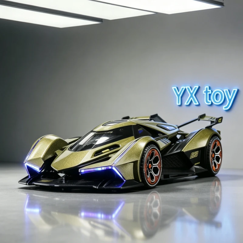 1:22 V12 Alloy Diecast Sports Car Model Simulation Toy Vehicle Desktop Ornament For Hobby Enthusiasts Car Fans Tabletop Display