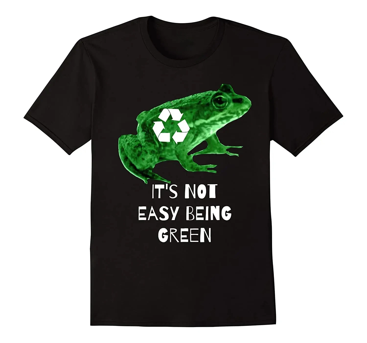 

Summer Cotton Short Sleeve O-Neck Mens tees New 2024 style It’s Not Easy Being Green Environment Protection Recycle Frog T-Shirt