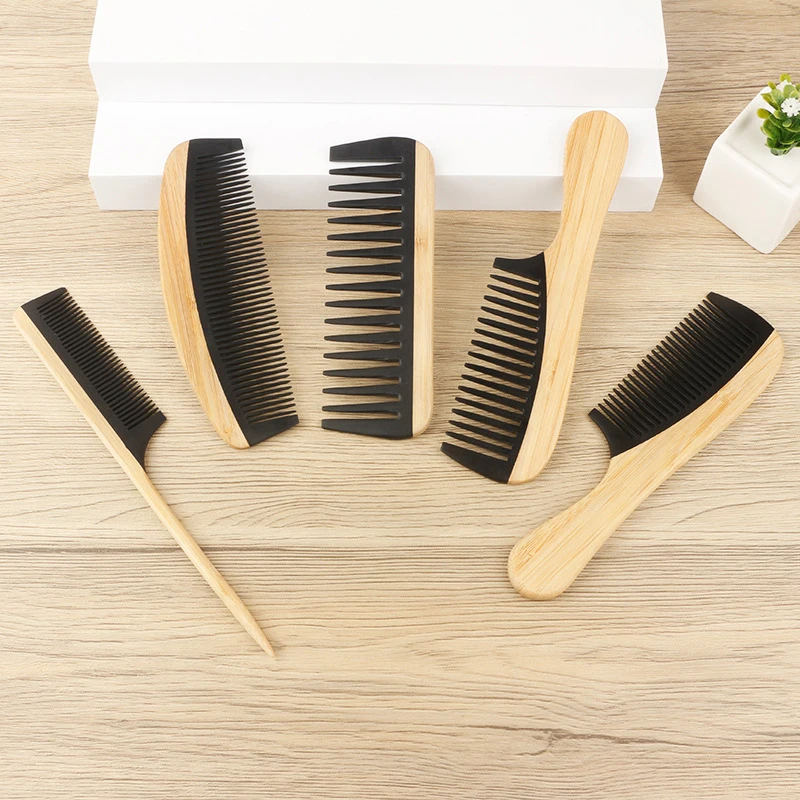 Natural Bamboo Wooden Tail Hair Combs Anti-Static Hairs Care Healthy Massage Close-Tooth Comb For Women