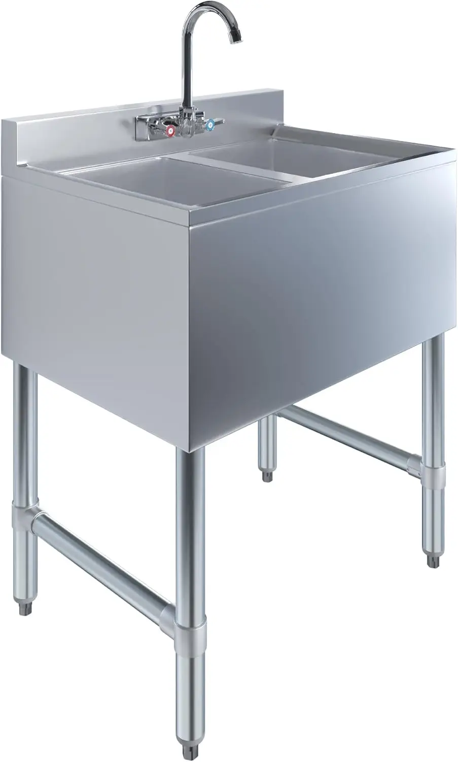 

Stainless Steel Bar Sink | Nsf (Sink Size: 26""X19"", Two Bowl + Faucet)