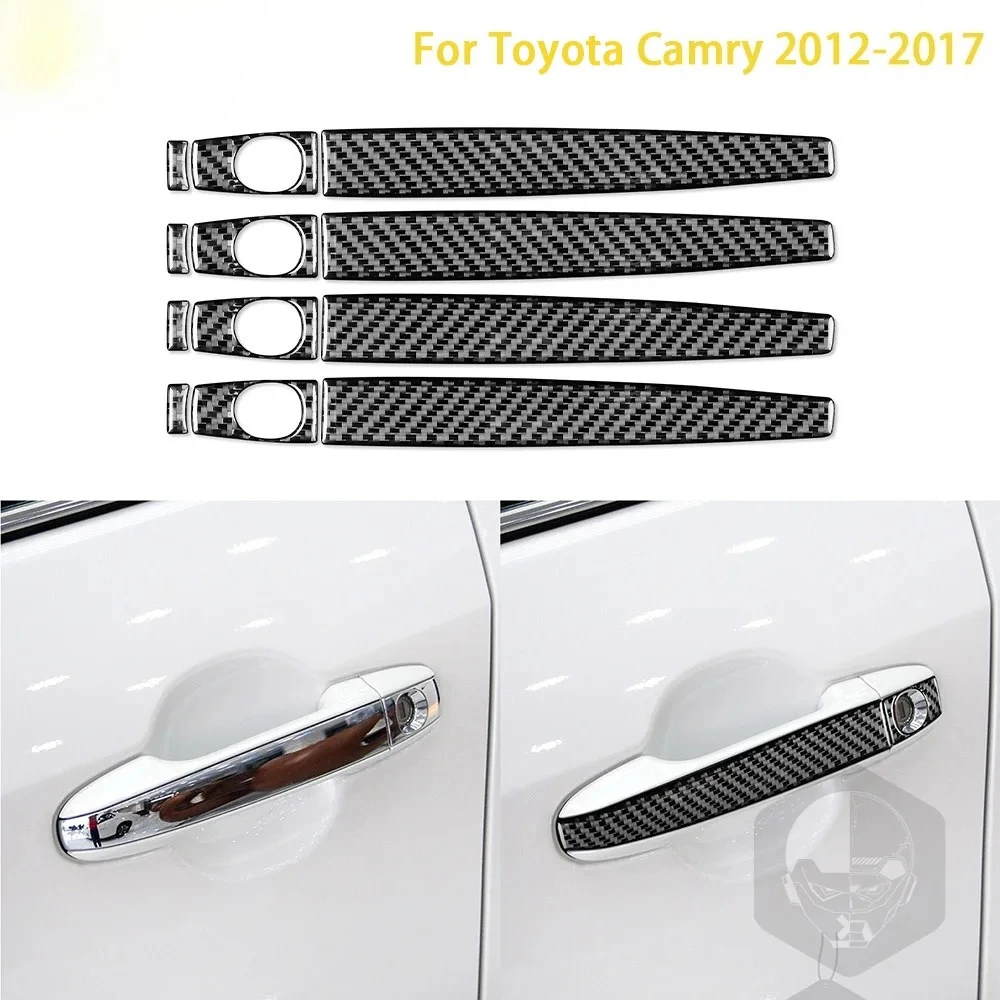 Carbon Fiber For Toyota Camry 2012-2017 Asian Edition Car Accessories Interior Door Pull Trim Stickers Decoration