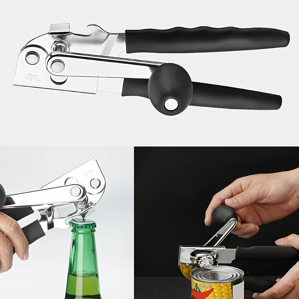 Can Opener Manual Heavy Duty Stainless Steel Handheld Smooth Edge Can Opener for Seniors for Kitchen