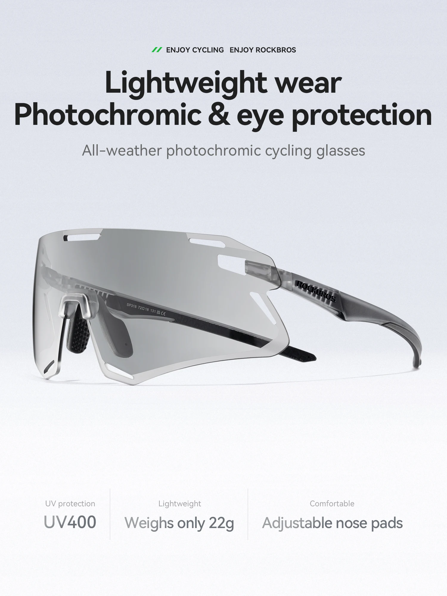 Rockbros-Fotochromowe okulary rowerowe dla mężczyzn sportowe oprawki MTB, gogle ochrona oczu podczas jazdy na drodze — zdjęcie 2