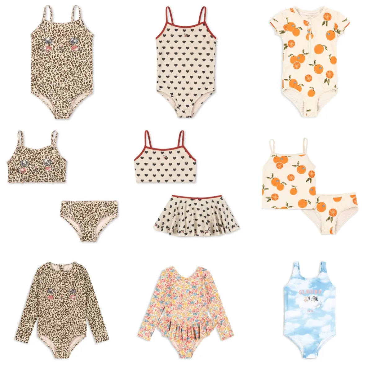 

Детский купальник для девочек 2026 SS: милый слитный купальник с леопардовым принтом, комплект бикини для малышек