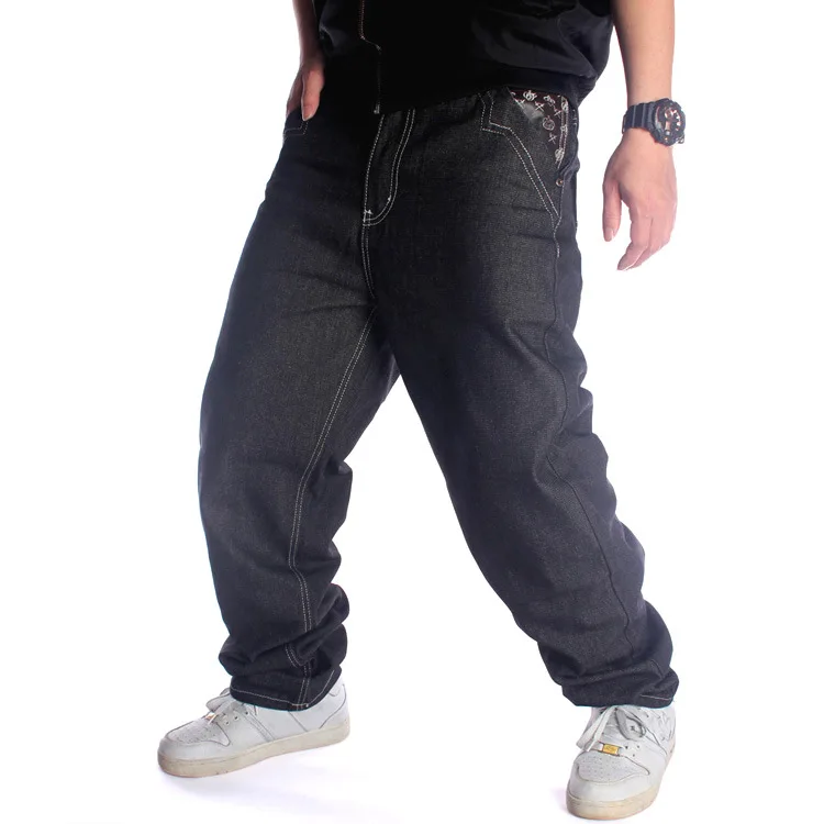 European and American trend long pants loose casual plus fat plus size skateboard pants hip hop jeans men's street