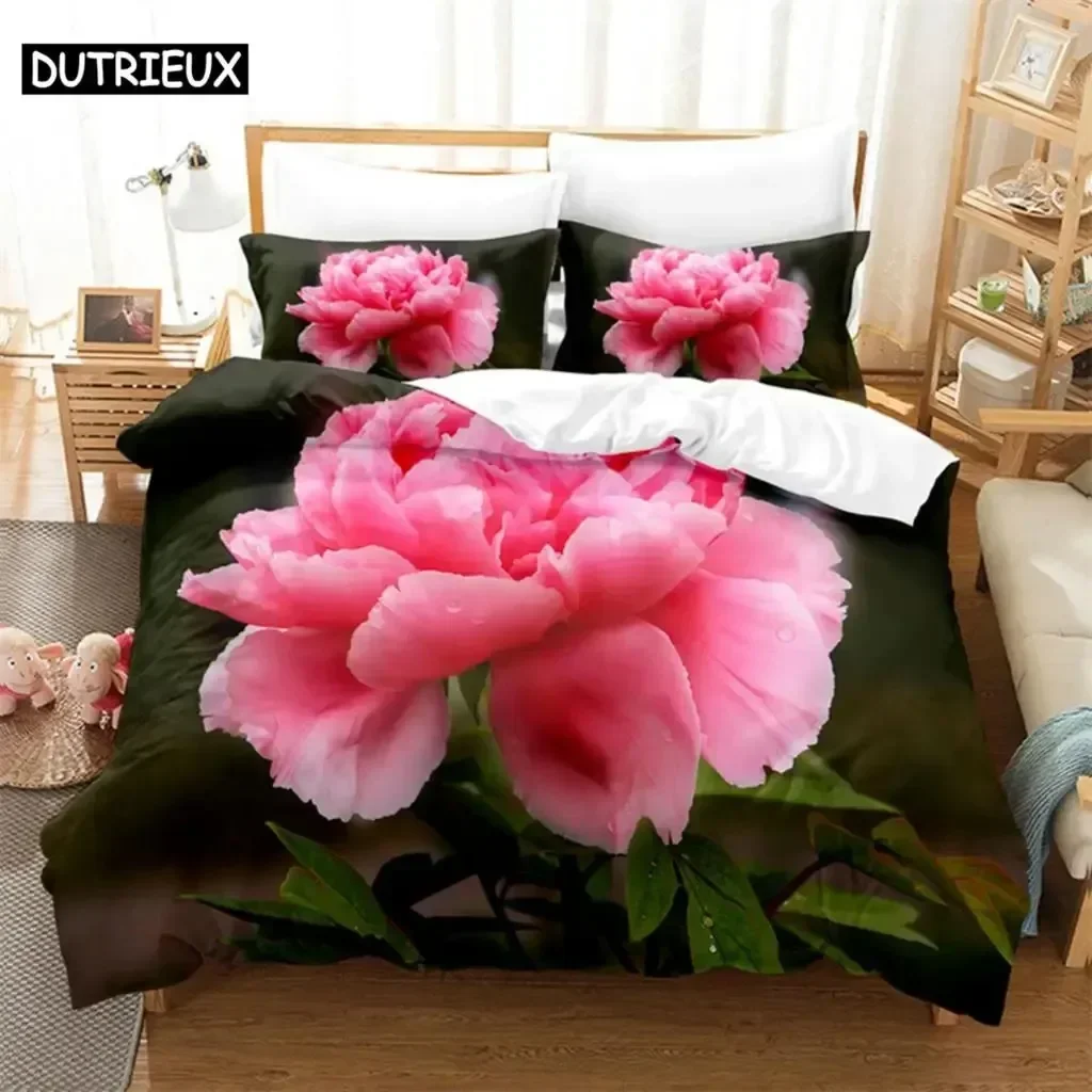 Pink Rose Green Leaf Supplies Set Duvet Cover Set Bedding Sets For Adults Bed With Pillowcases No Filling Luxury Birthday Gifts